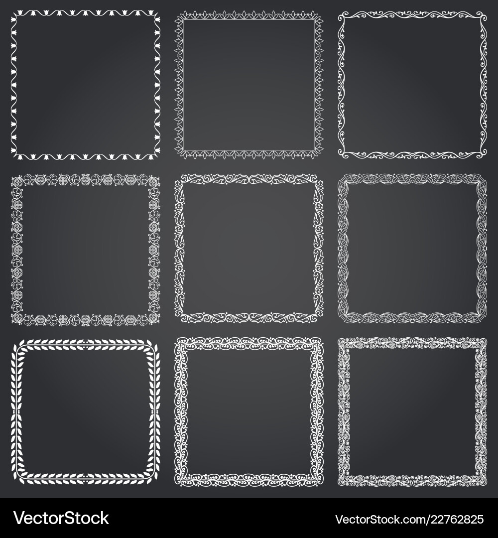 Decorative frames and borders square set Decorative frames and borders square set vector image
