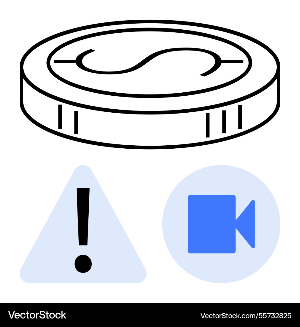 Digital currency concept with coin alert triangle Digital currency concept with coin alert triangle vector image