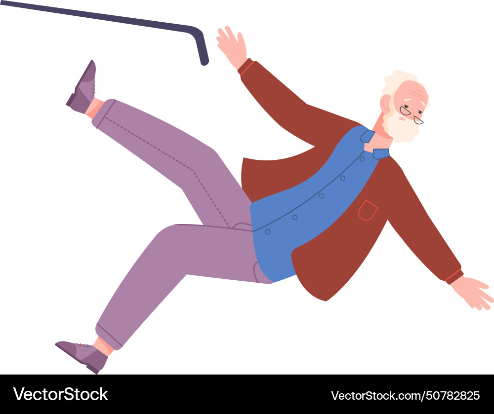 Falling old man slipping senior fall down Falling old man slipping senior fall down vector image
