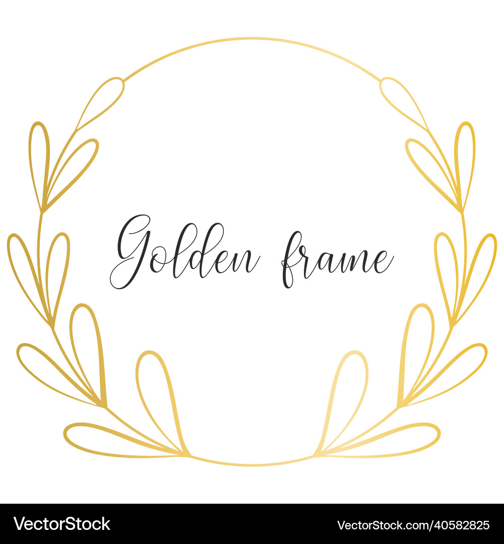 Golden frame with deciduous twigs isolated Vector Image