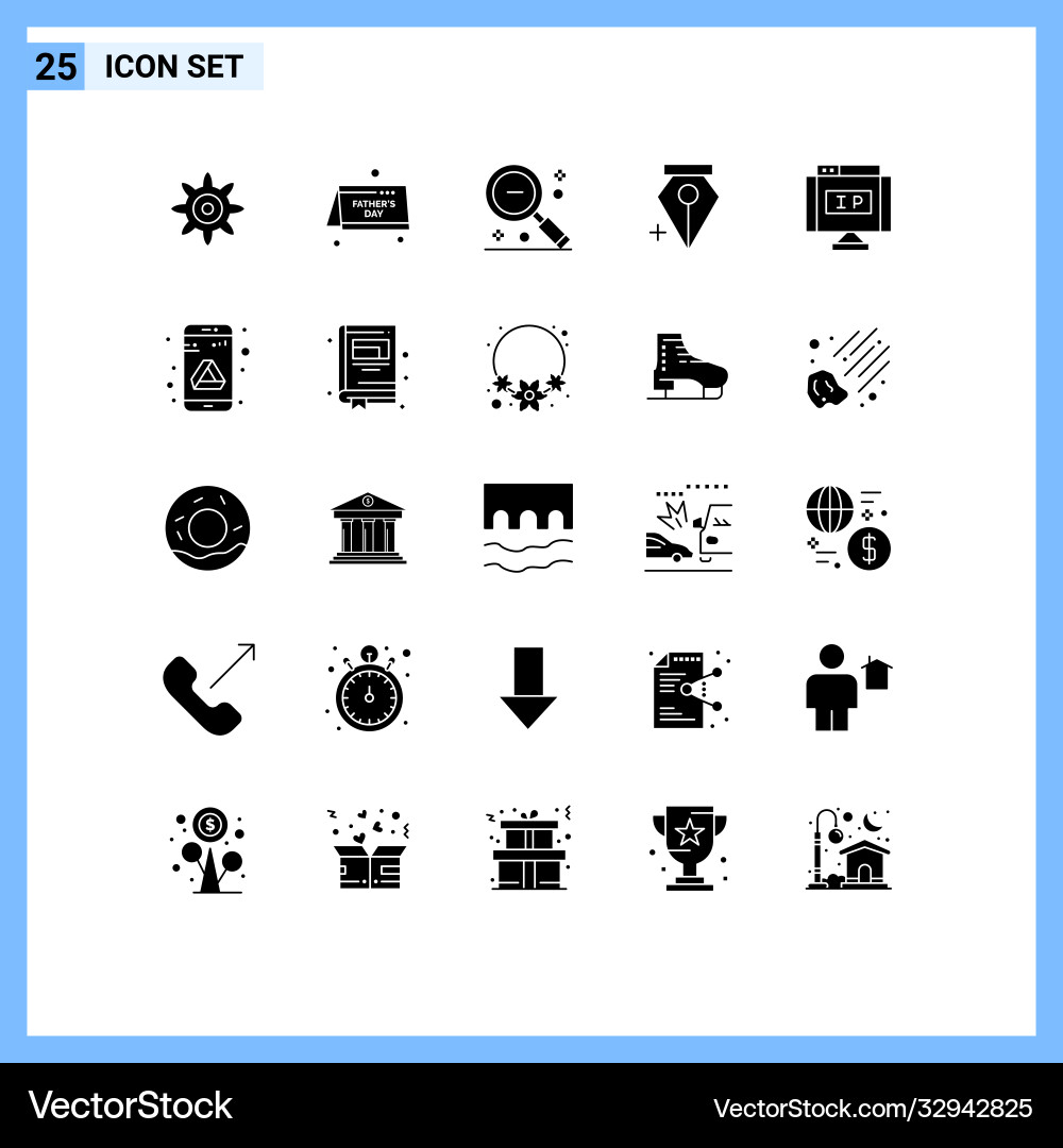 Group 25 modern solid glyphs set for pointer vector image