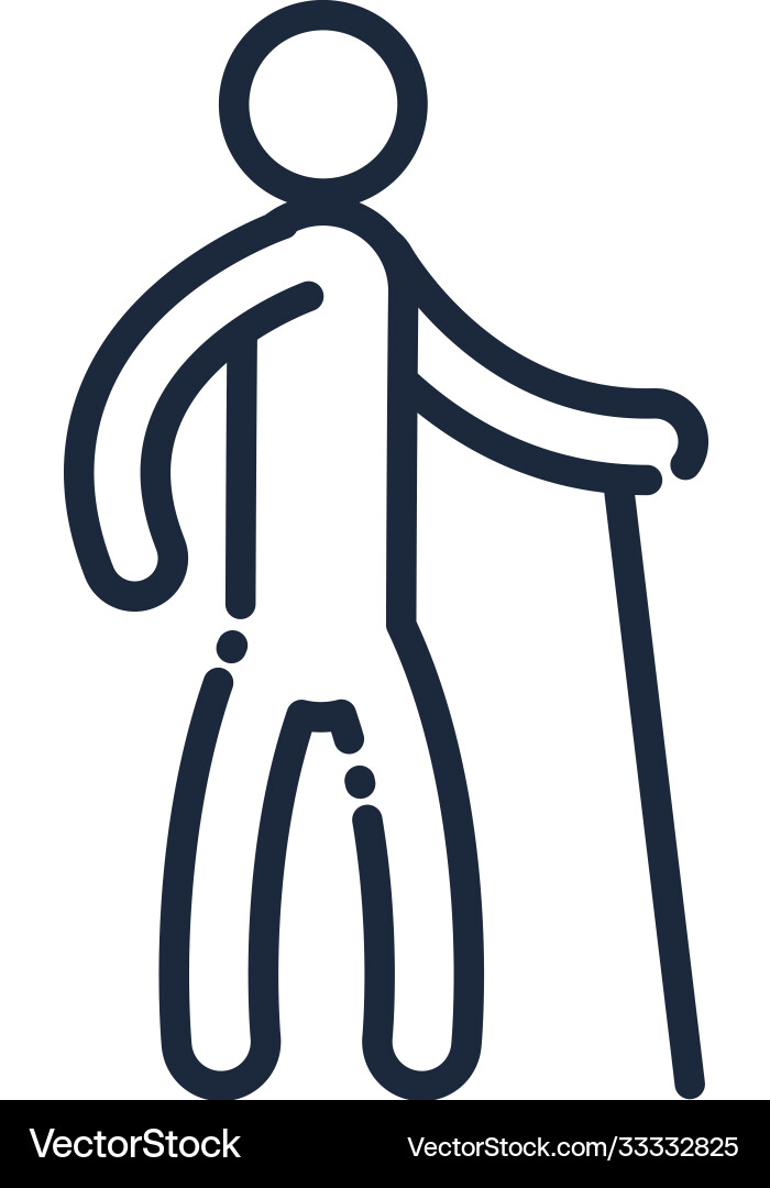 Man with cane line and fill style icon vector image