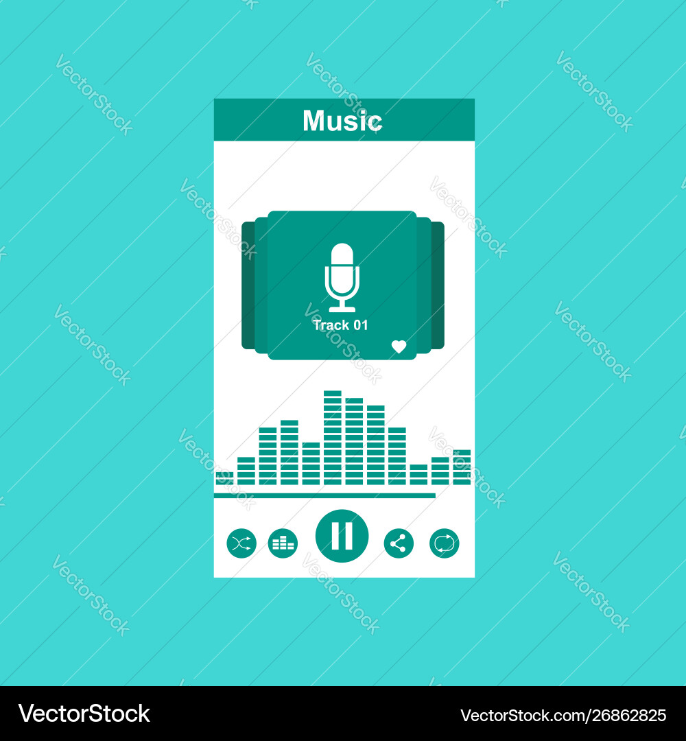 Media player application app template with flat Media player application app template with flat vector image