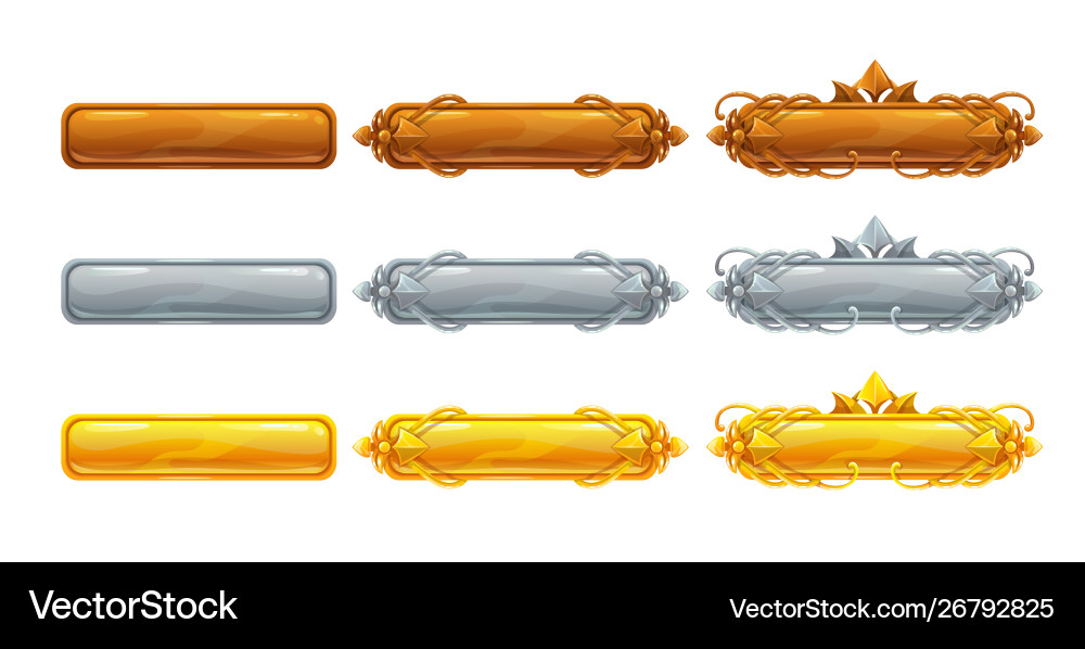 Metallic Banner Set - Game UI vector image
