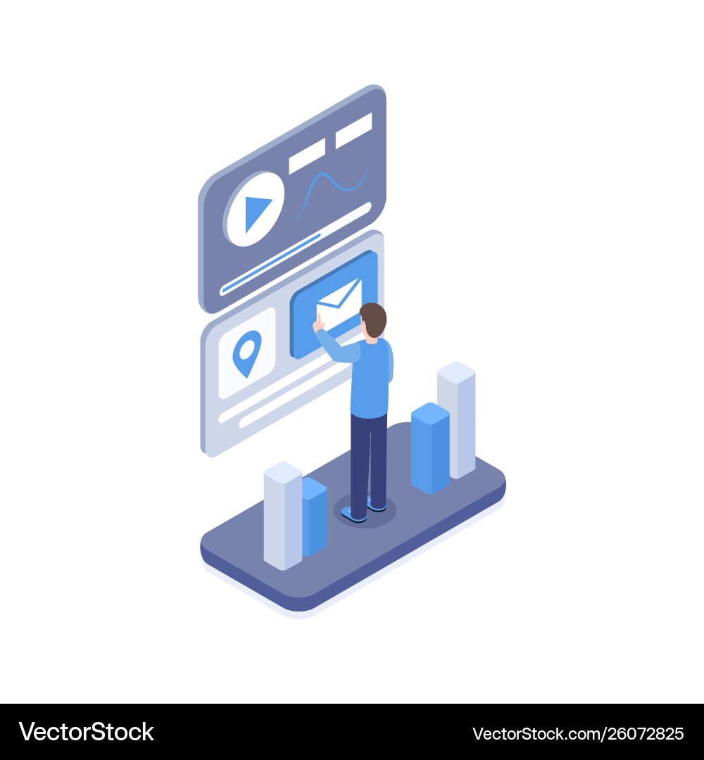 Mobile App Testing Isometric Vector Image