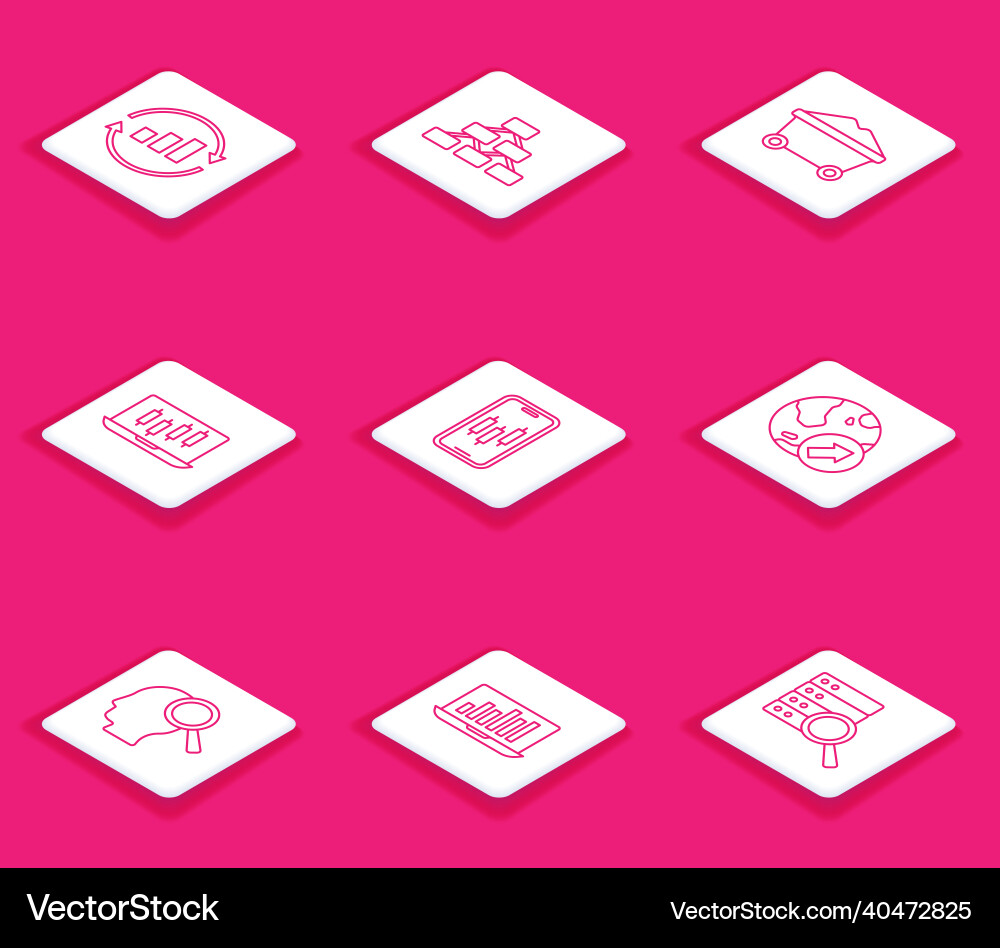 Set line graph chart infographic hierarchy vector image