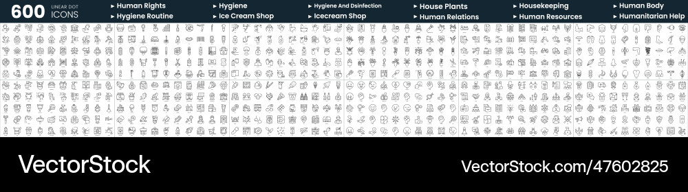 Set of 600 thin line icons in this bundle include vector image