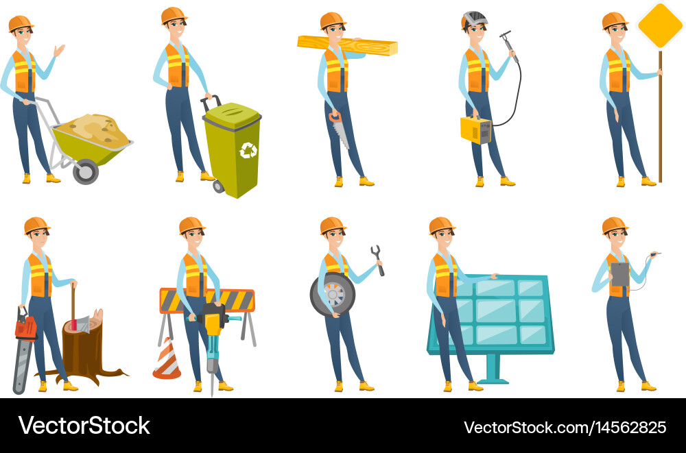 Set of builder characters Vector Image