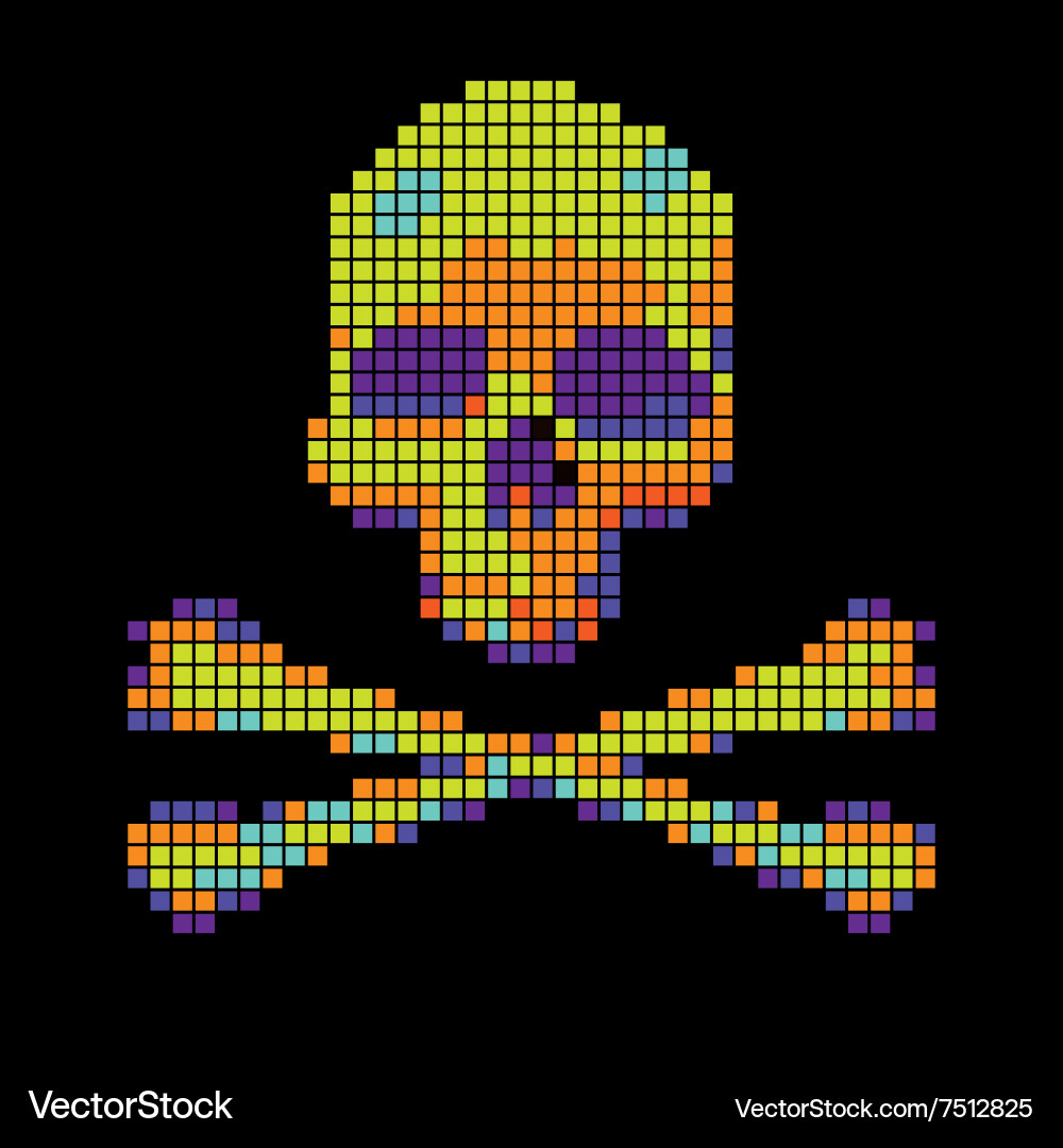 Skull and crossbones collected from pixels vector image
