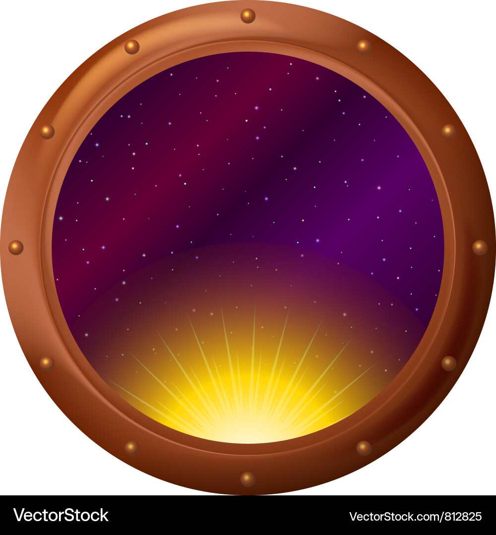 Sun and space in window Vector Image