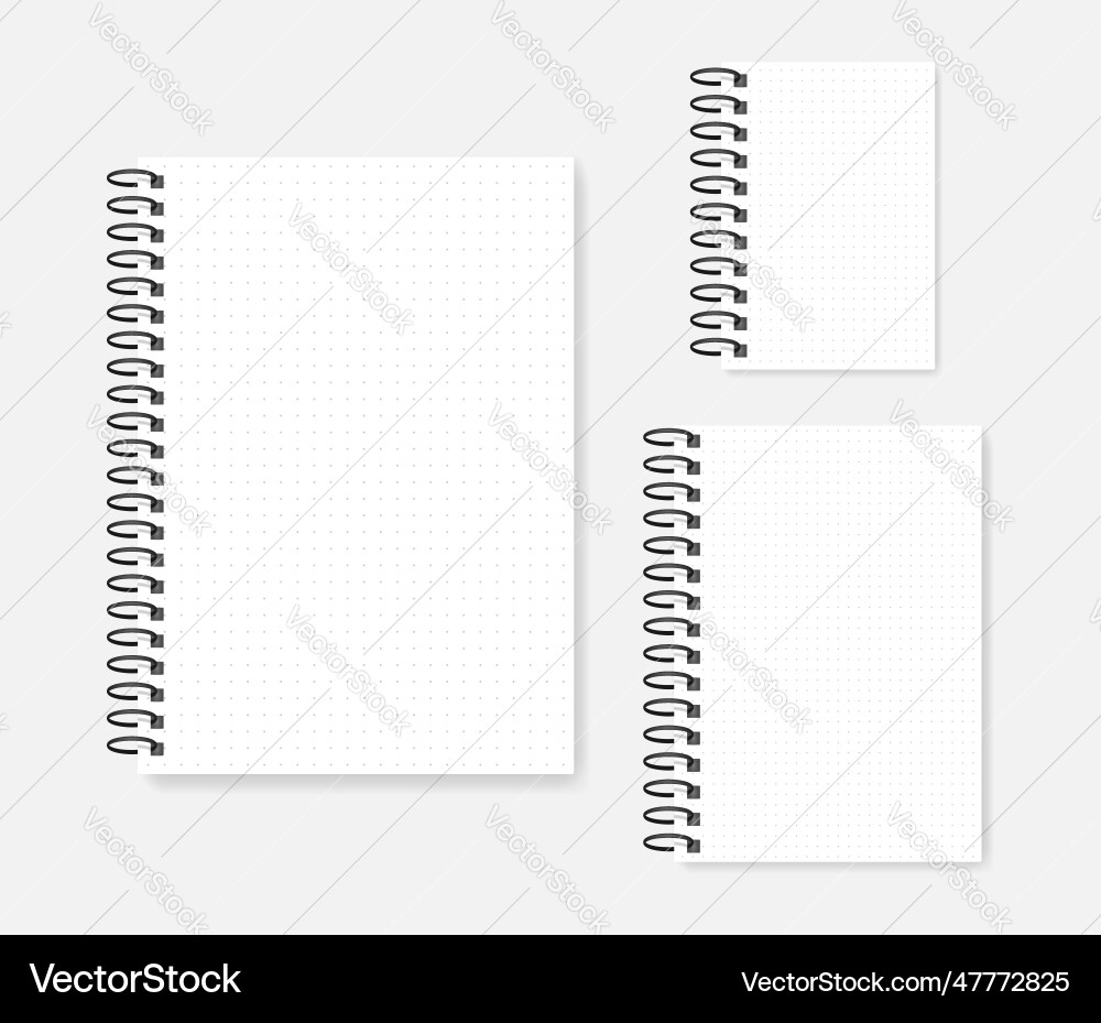 Wirebound ring bound notebook - mock-up set of a4 Wirebound ring bound notebook - mock-up set of a4 Vector Image