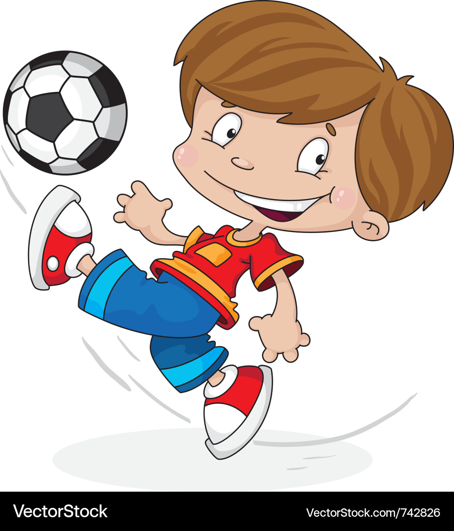 Boy Playing with Soccer Ball vector image
