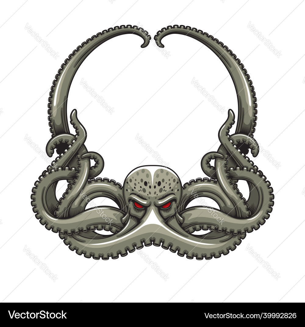 Danger Octopus Frame - Kraken Style vector image