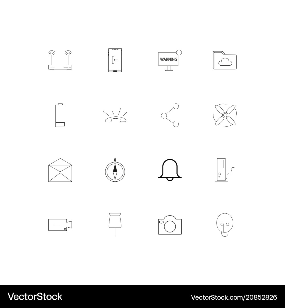 Devices linear thin icons set outlined simple vector image