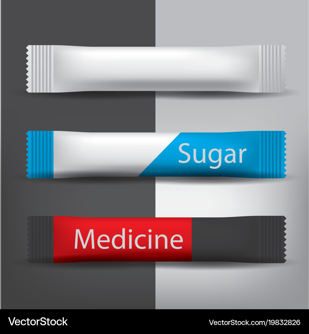 Foil or paper packaging stick for coffee salt vector image