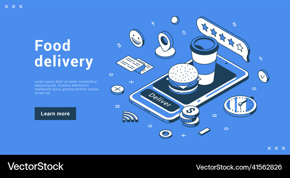 Food delivery service smartphone customer Vector Image
