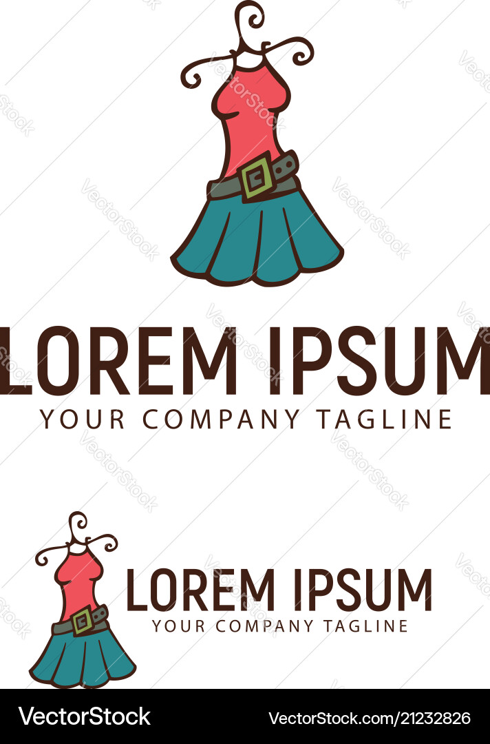 Frau Kleidung Hand gezogen Logo Design Konzept Frau Kleidung Hand gezogen Logo Design Konzept vektorbild
