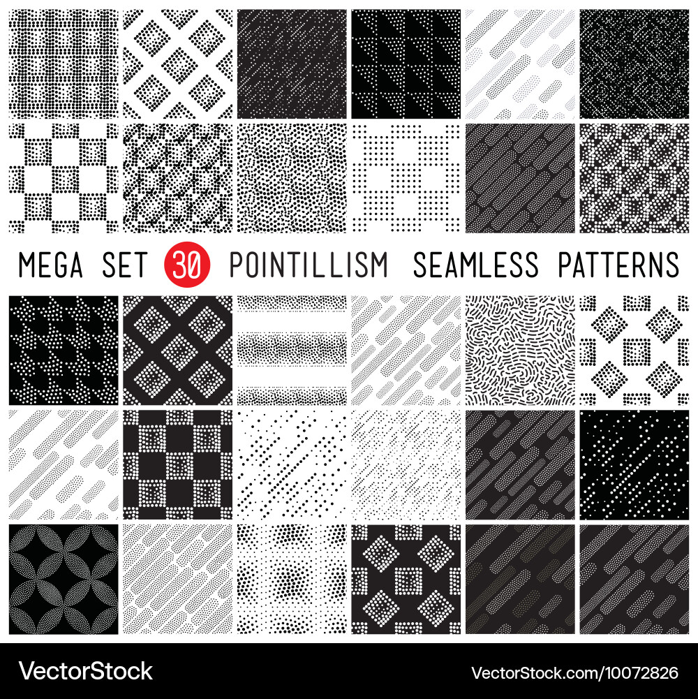 Geometric Pointillism Patterns Vector Image