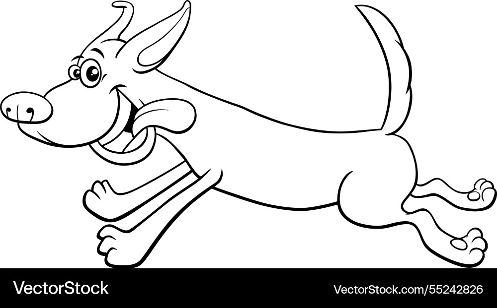 Happy cartoon running dog animal character Vector Image