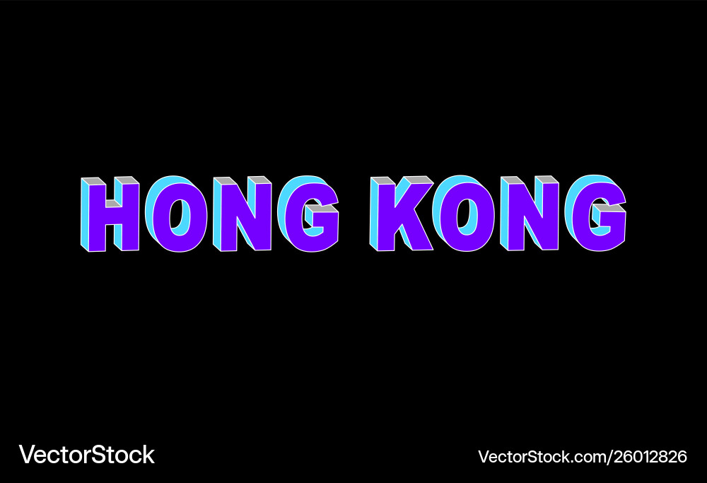 Hong kong text with 3d isometric effect Vector Image