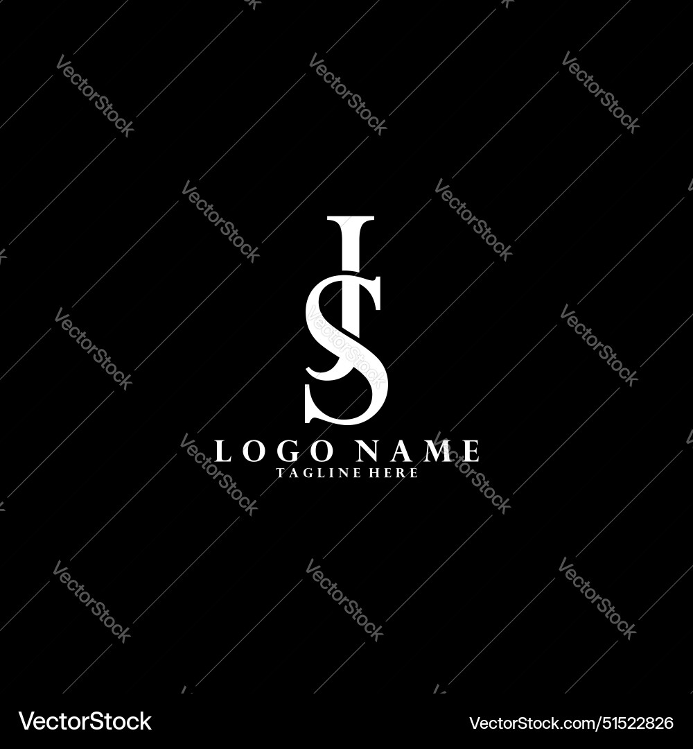 Initial minimalis letter js overlap logo design Vector Image