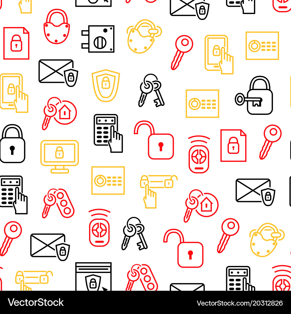 Keys and locks thin line seamless pattern vector image