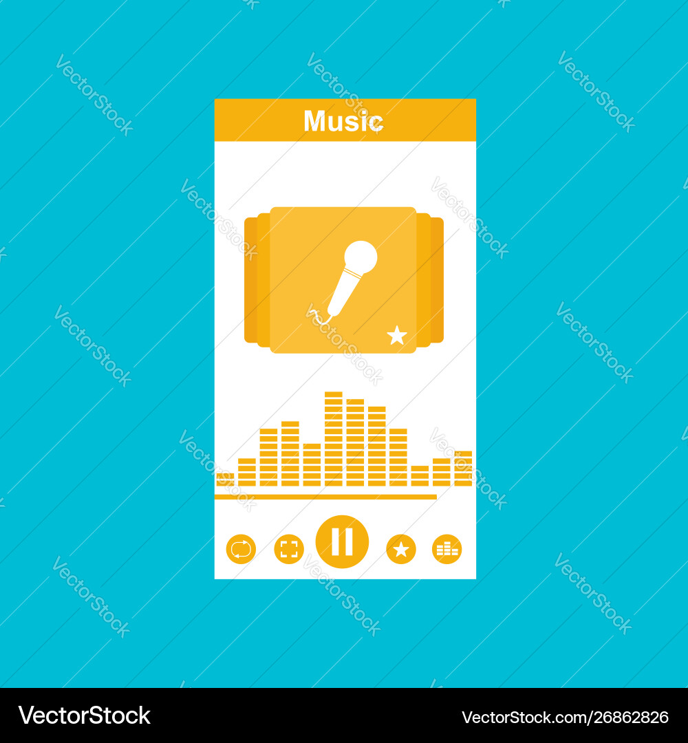Media player application app template with flat Vector Image