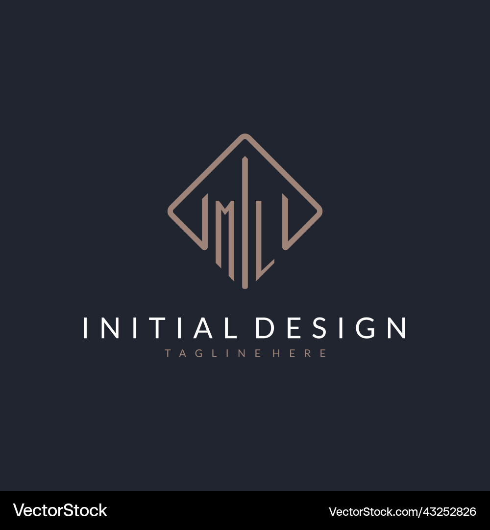 Ml initial logo with curved rectangle style design Vector Image