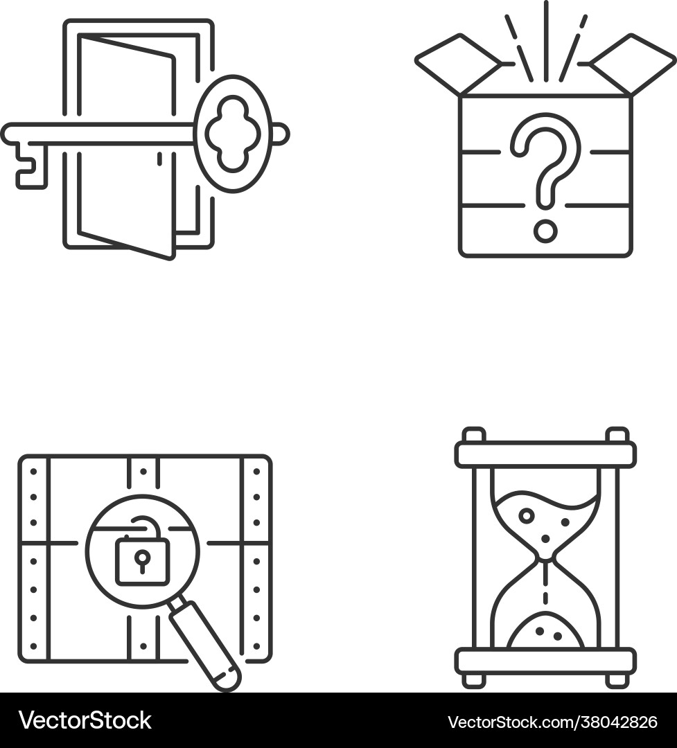 Puzzle linear icons set Puzzle linear icons set vector image