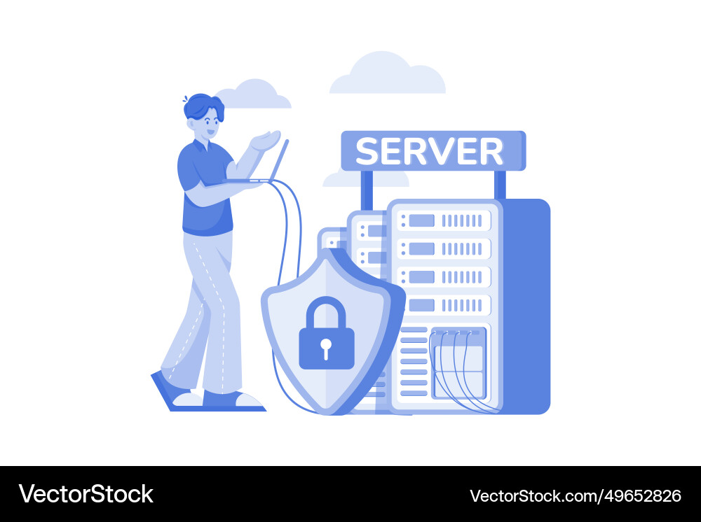 Server data security concept on white background Server data security concept on white background vector image