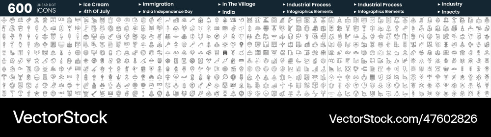 Set of 600 thin line icons in this bundle include Set of 600 thin line icons in this bundle include vector image