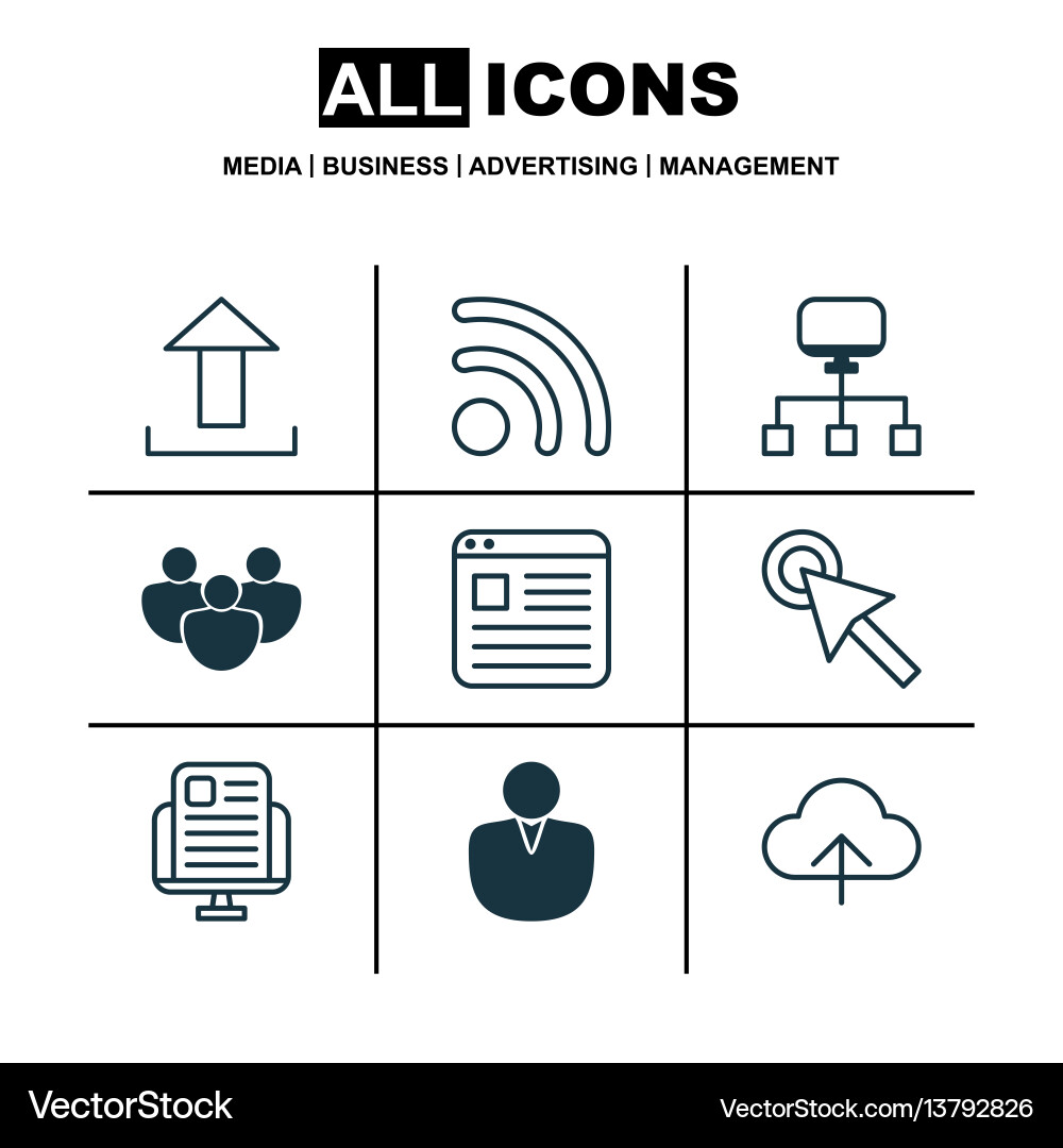 Set of 9 world wide web icons includes data Set of 9 world wide web icons includes data vector image