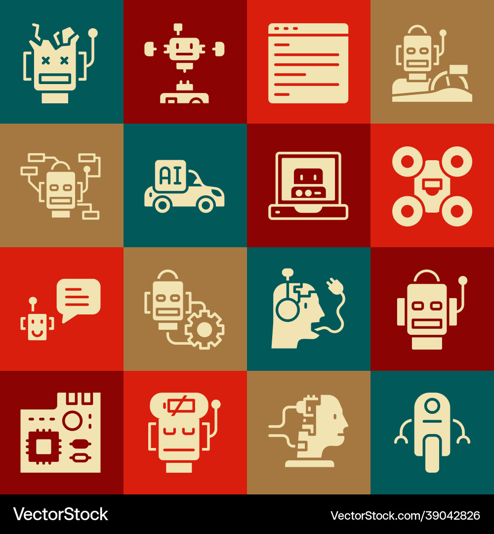 Set robot drone computer api interface Set robot drone computer api interface Vector Image