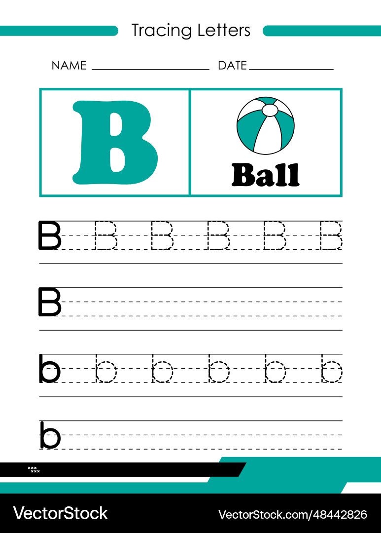 Tracing letters b alphabet Tracing letters b alphabet vector image