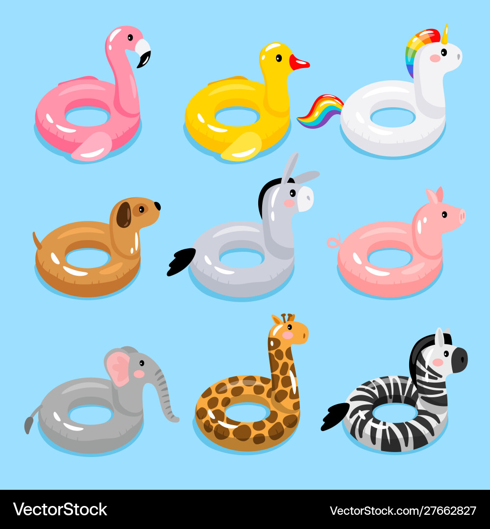 Animals pool float rings Royalty Free Vector Image