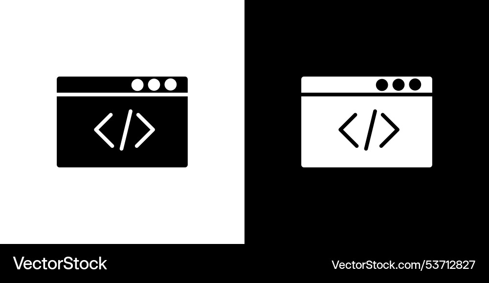 Coding program icon flat art in outline Vector Image