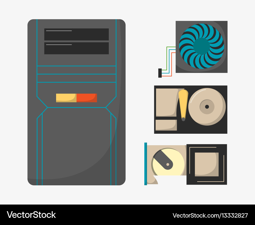 Computer Hardware Components vector image