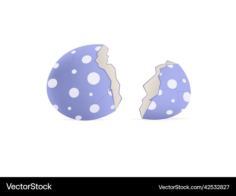 Empty eggshell open or broken 3d realistic mockup vector image
