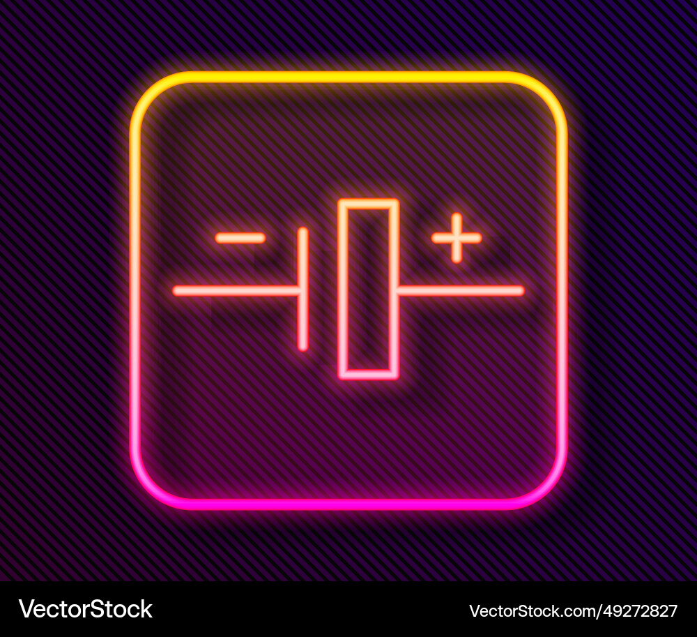 Glowing neon line dc voltage source icon isolated vector image
