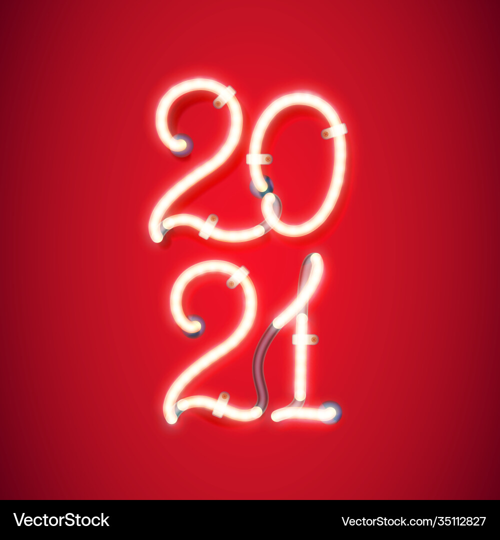 Glowing Neonschild 2021 mit Drähten Glowing Neonschild 2021 mit Drähten vektorbild