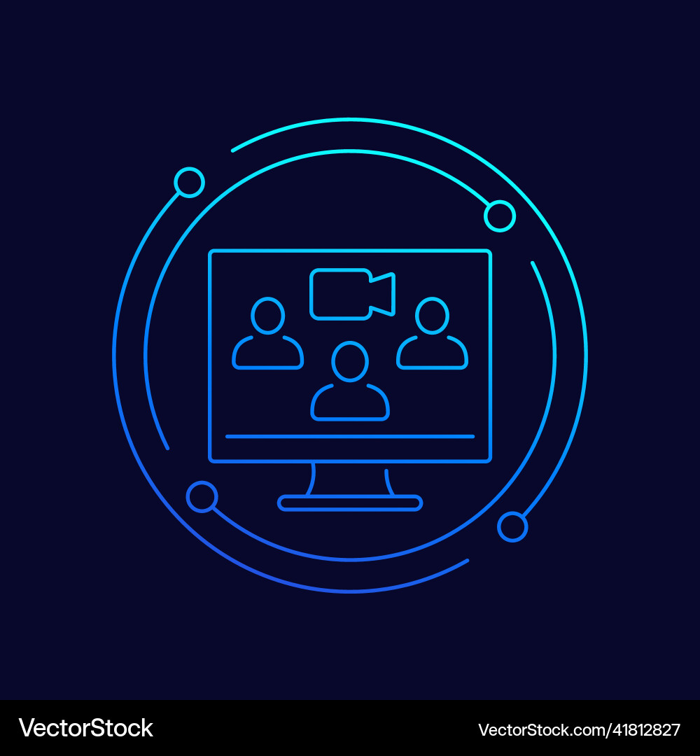Group video call icon linear design Vector Image