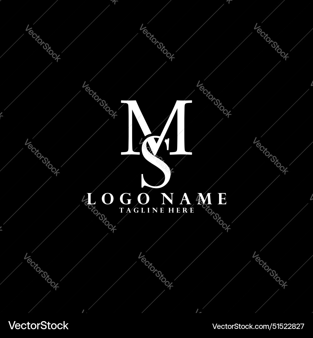 Initial minimalis letter ms overlap logo design Initial minimalis letter ms overlap logo design Vector Image