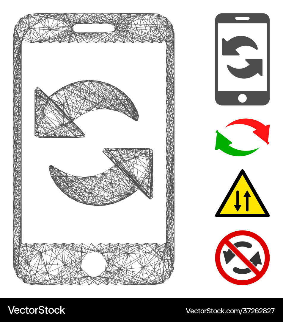 Linear refresh smartphone mesh Linear refresh smartphone mesh vector image