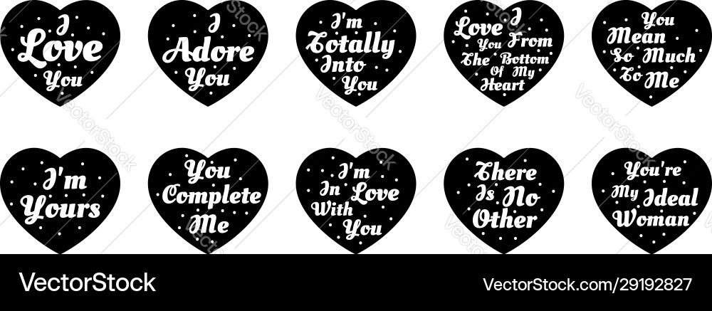 Love phrases in a heart symbol hand drawn Love phrases in a heart symbol hand drawn vector image