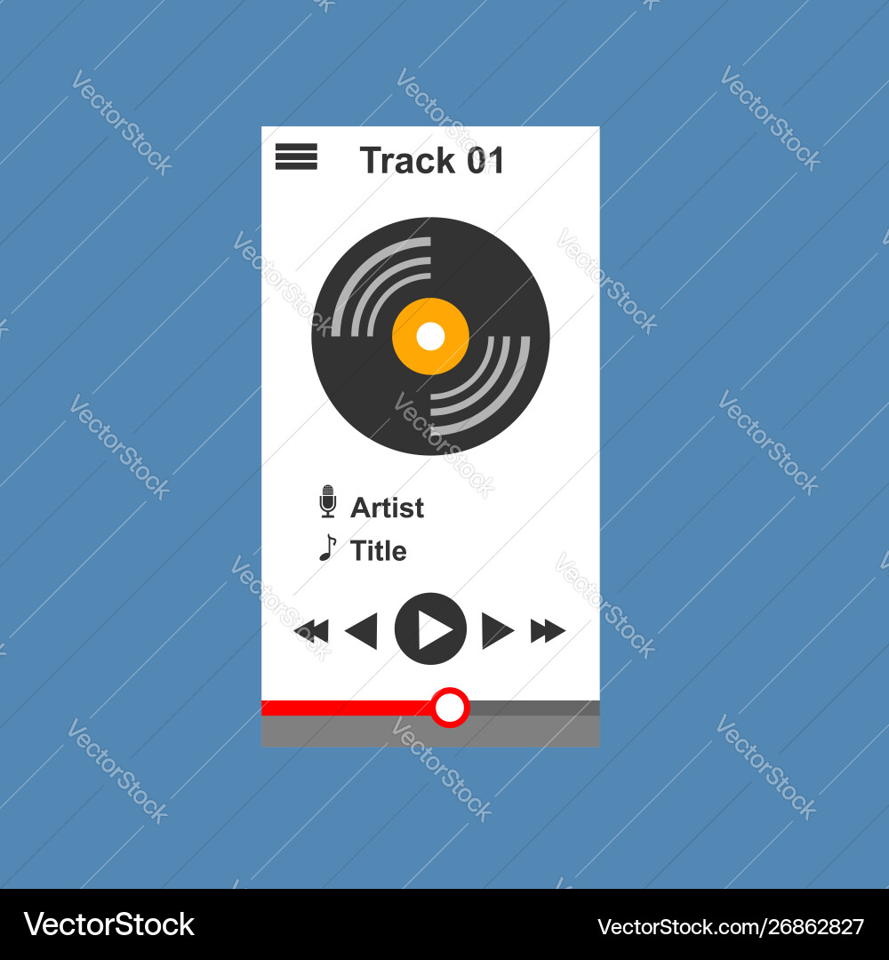 Media player application app template with flat Media player application app template with flat vector image