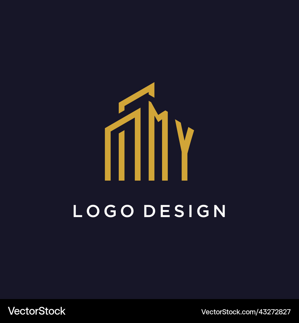 My initial monogram with building logo design vector image