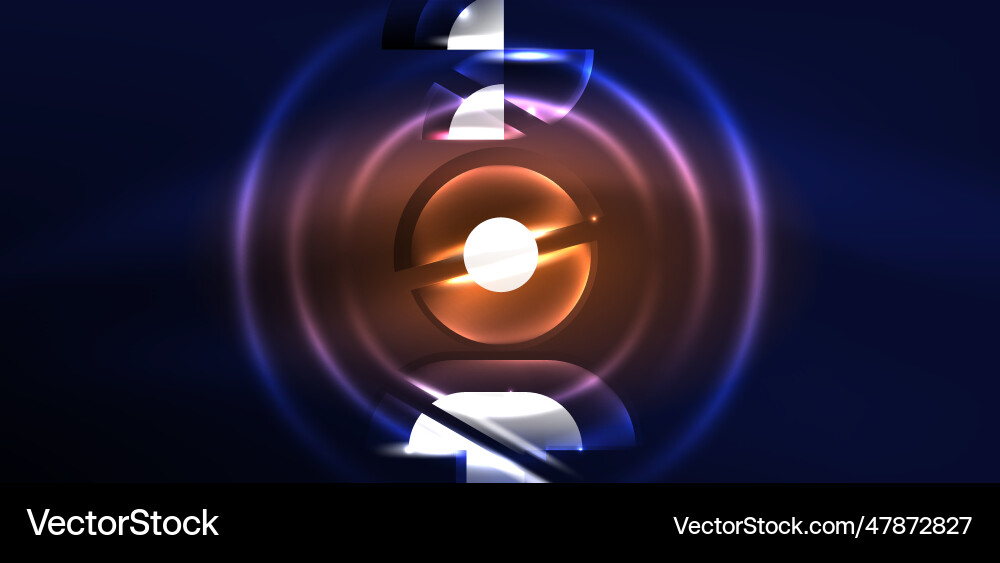 Neon round shapes lines and triangle elements hi vector image