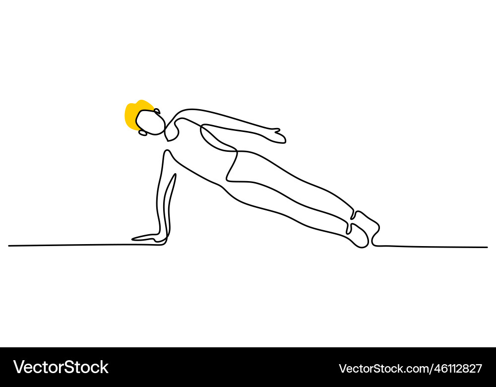 One continuous single line of man side plank Vector Image