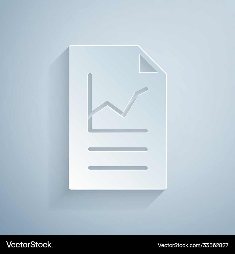 Paper cut document with graph chart icon isolated vector image