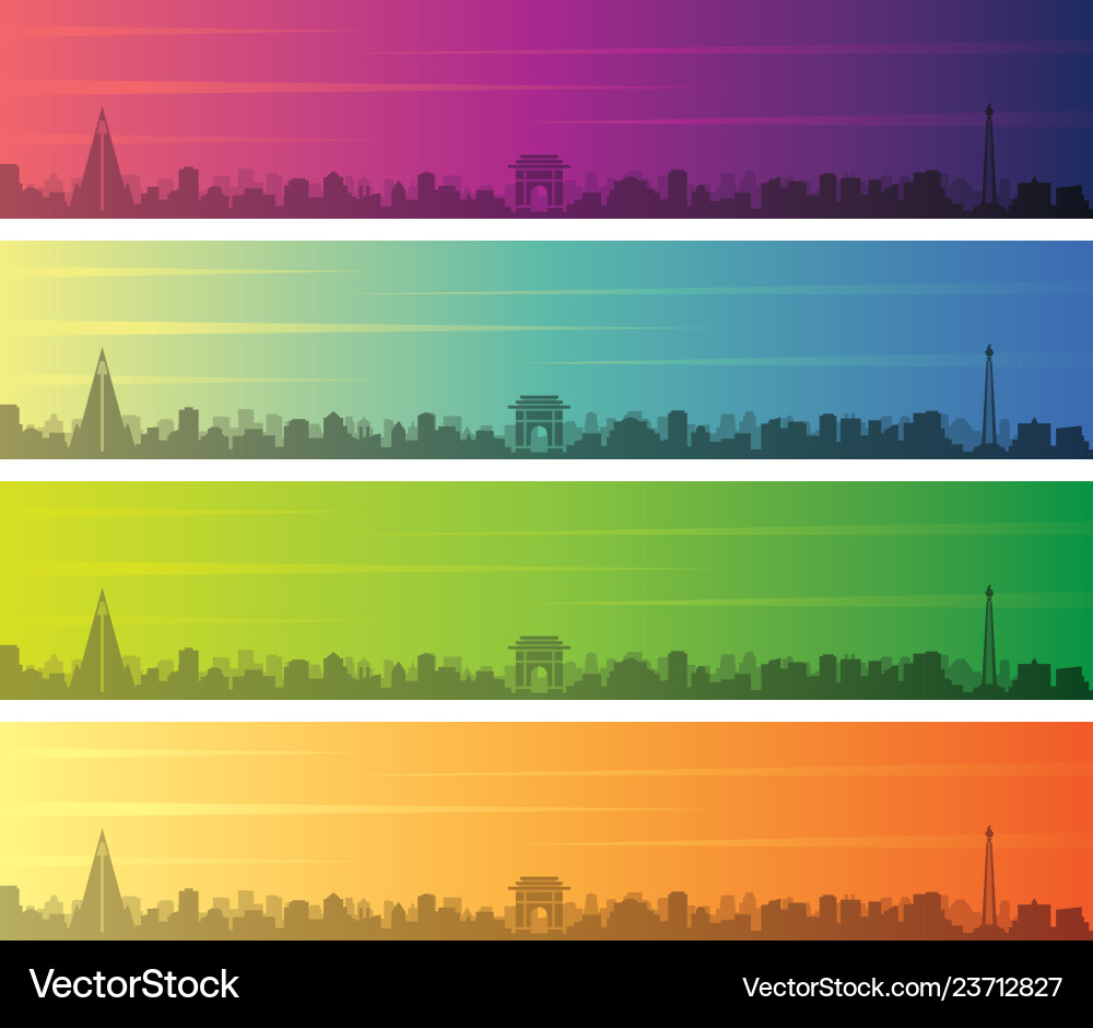Pyongyang multiple color gradient skyline banner Vector Image